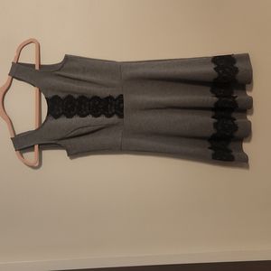 XS Grey Dress with Lace trim